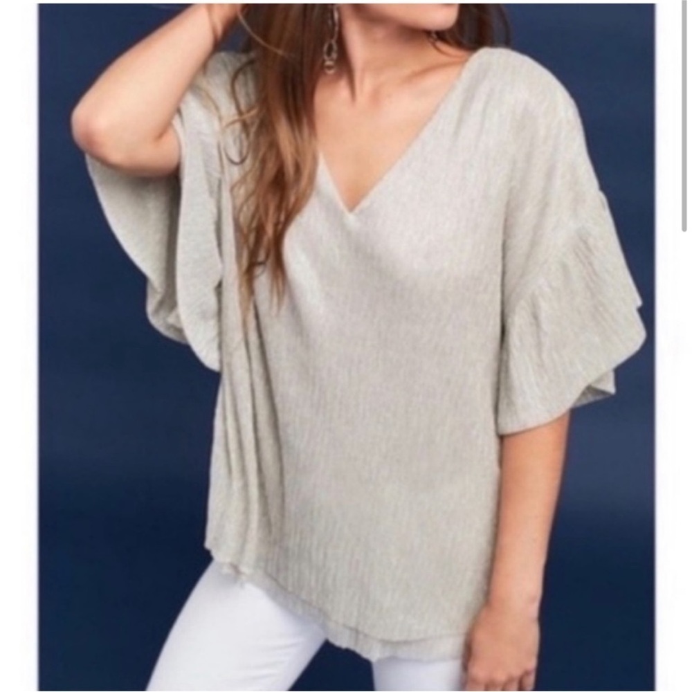ANTHROPOLOGIE VANESSA VIRGINIA Metallic Silver Top Medium NEW - Picture 3 of 11